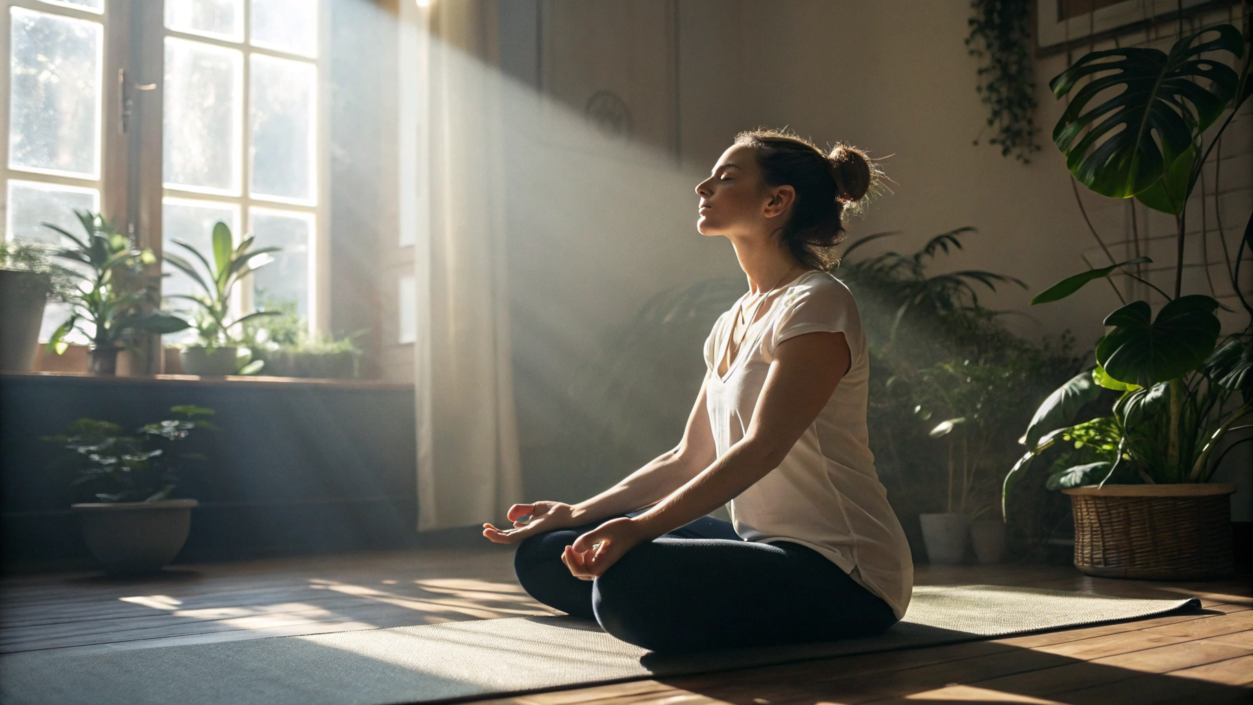 Woman practicing mindfulness for PCOS wellness